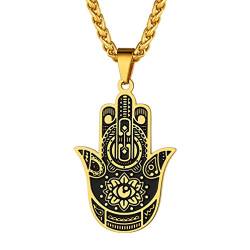 PROSTEEL Hamsa Hand Kette für Männer Jungen 18k vergoldet Fatimas Hand Bösen Augen Anhänger Halskette Judisch religiöser Amulett Modeschmuck für Geburtstag Weihnachten von PROSTEEL