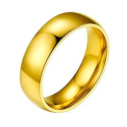 PROSTEEL Herren 6mm breit Band Ring 18k vergoldet hochglanzpoliert Partnerring Ehering schlicht Verlobungsring Trauring Modeschmuck für Hochzeit Jahrestag, Größe 69 von PROSTEEL
