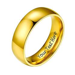 PROSTEEL Herren 6mm breit personalisiert Band Ring 18k vergoldet hochglanzpoliert Partnerring Ehering schlicht Verlobungsring Trauring Modeschmuck für Hochzeit Jahrestag, Größe 69 von PROSTEEL