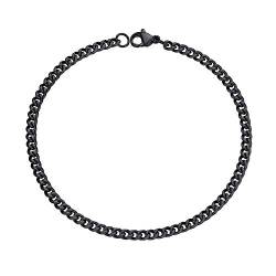 PROSTEEL Herren Armband schwarz Edelstahl 21cm/8,3 in. Panzerkette Armband 3,5mm breit kubanische Gliederarmband Hip Hop Bracelet Modeschmuck Accessoire für Männer Frauen von PROSTEEL