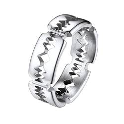 PROSTEEL Herren Edelstahl Bandring 7mm breit Rasierklingen Design Ring Größe 67 Partnerring Ehering für Männer Punk Stil Verlobungsring Trauring Modeschumck Accessoire von PROSTEEL