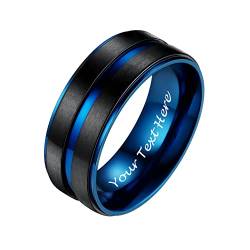 PROSTEEL Herren Edelstahl zweifarbiger Bandring 8mm breit Größe 67 schwarz+blau Partnerring Ehering für Männer stilvoller personalisiert Verlobungsring Trauring Modeschumck Accessoire von PROSTEEL