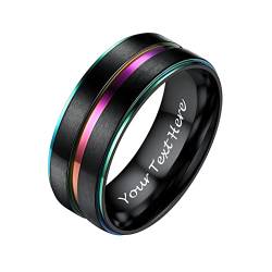 PROSTEEL Herren Edelstahl zweifarbiger Bandring 8mm breit Größe 67 schwarz+bunt Partnerring Ehering für Männer stilvoller personalisiert Verlobungsring Trauring Modeschumck Accessoire von PROSTEEL