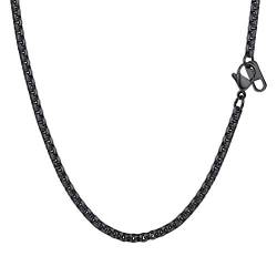 PROSTEEL Herren Halskette 3mm breit Ankerkette Schwarz Metall plattiert Punk Rock Biker Runde Venezianierkette Gliederkette 51cm/schwarz für Männer Jungen von PROSTEEL