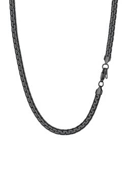 PROSTEEL Herren Halskette 6mm breit Erbskette Schwarz Metall plattiert Punk Rock Biker platte Venezianierkette Gliederkette 51cm/schwarz für Männer Jungen von PROSTEEL