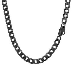 PROSTEEL Herren Halskette Edelstahl Panzerkette 6mm Breite schwer Glieder Link Gliederkette Herren Hip-Hop Kette, 76CM lang, Schwarz von PROSTEEL