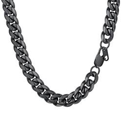 PROSTEEL Herren Hip-Hop Street Style Halskette 10mm breit Panzerkette 66 cm/26 inches Schwarz Metall plattiert Schwer Kubanische Gliederkette für Männer Jungen, schwarz von PROSTEEL