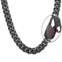 PROSTEEL Herren Hip-Hop Street Style Halskette personalisiert 10mm breit Panzerkette 76 cm Schwarz Metall plattiert Schwer Kubanische Gliederkette für Männer Jungen, schwarz von PROSTEEL