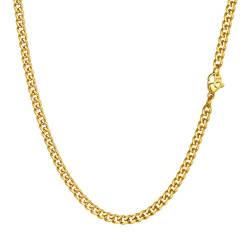 PROSTEEL Herren Kette Collier 18k vergoldet 46cm/18 in. Panzerkette Halskette 3mm breit kubanische Gliederkette Hip Hop Cuban Link Necklace Modeschmuk für Männer Frauen von PROSTEEL