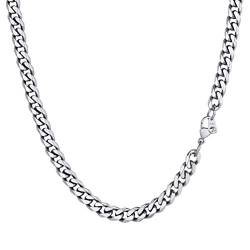 PROSTEEL Herren Kette Collier Edelstahl 46cm/18 in. Panzerkette Halskette 6mm breit kubanische Gliederkette Hip Hop Cuban Link Necklace Modeschmuk für Männer Frauen von PROSTEEL