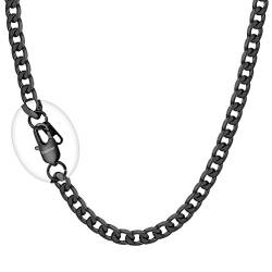 PROSTEEL Herren Kette Collier schwarz Edelstahl 46cm/18 in. Panzerkette Halskette 5mm breit Gliederkette mit personalisiert Verschluss Modeschmuck für Männer Jungen von PROSTEEL