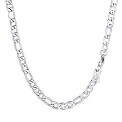 PROSTEEL Herren Rändel-Design Halskette 5mm breit 1+3 Figarokette 76cm/30 Edelstahl massiv Gliederkette für Männer Jungen Hip Hop Schmuck Geschenk von PROSTEEL