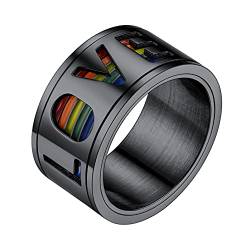 PROSTEEL Herren drehbare LOVE IS LOVE Ring schwarz LGBTQ Spinner Ring Größe 59 Stressabbau Bandring Homosexuell Drehring Partnerring Verlobungsring Modeschmuck für Männer von PROSTEEL