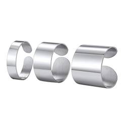 PROSTEEL Herren offene Ringe Set verstellbar Edelstahl Bandringe 5/10/17mm breit hochglanzpoliert Fingerringe Verlobungsringe Eheringe für Männer Frauen Valentinstag von PROSTEEL