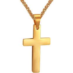 PROSTEEL Kreuzanhänger Edelstahl Christlich Kreuz Halskette Minimalist Unisex Halskette für Männer Frauen Jungen Mädchen, Gold-L von PROSTEEL