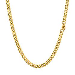 PROSTEEL Lange Kette für Männer Jungen 18k vergoldet Panzerkette Halskette 71cm massiv kubanische Gliderkette 4,8mm breit Hip Hop Street Style Modeschmuck Accessoire von PROSTEEL