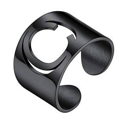 PROSTEEL Offener Ring mit Buchstabe C cool Großbuchstabe Band Ring Verstellbarer Schwarz Initiale Fingerring Verlobungsring Modeschmuck für Frauen Männer von PROSTEEL