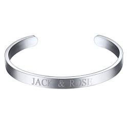 PROSTEEL Personalisiert Offener Armband hochglanzpoliert Edelstahl Name Texte Gravur Armreif für Damen Herren Partnerarmband Freundschaft Geschenk(silber/L) von PROSTEEL