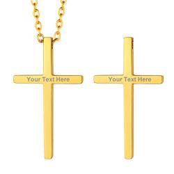 PROSTEEL Unisex Halskette goldene christliche Kreuz Anhänger mit 50+5cm/2mm Rolokette Männer Frauen 18k vergoldet religiöser Modeschmuck personalisiert Geschenk für Weihnachten Geburtstag von PROSTEEL