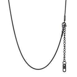 PROSTEEL Unisex Kette Jungen Mädchen schlanke Schlangenkette Halskette 1,2mm 51cm verstellbar Collier schwarz Edelstahl Modeschmuck perfektes Accessoire für Anhänger von PROSTEEL