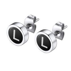 PROSTEEL kleine Initiale Buchstabe L Ohrstecker Edelstahl Stud Ohrringe Runde Ohr Piercing klassische Alphabet Ohr Schmuck für Damen Mädchen Ear Studs Accessoire von PROSTEEL