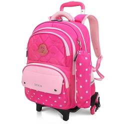 PROTAURI Jungen Mädchen Trolley Rucksack Schultasche - Kinder Rollen Rucksack Daypacks Kindergepäck Reisegepäck Handgepäck Kinderkoffer Tasche Wasserdicht Reisekoffer mit 6 Räder von PROTAURI