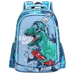 PROTAURI Jungen Rucksack Kinder Schulrucksack Mädchen Teenager Schultasche Leichtgewicht Wasserdicht Schule Tasche für 4-12 Jahre(Blaue Dinosaurier) von PROTAURI