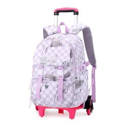 PROTAURI Kinder 6 Räder Schultasche - Jungen Mädchen Trolley Rucksack Grundschüler Buchtasche mit Abnehmbarem Trolley für Outdoor-Reisen College von PROTAURI