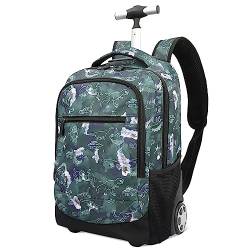 PROTAURI Kinder Trolley Rucksack - 20 Zoll Kindergepäck Rolling Schultasche für Mädchen Jungen Schulranzen mit Rollen für 5-11 Jahre/Dunkelgrün von PROTAURI