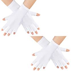 2 Paar Weiß Anti UV Shield Fingerlose Handschuhe, Gel Maniküre Nägel Handschuhe, UV Shield Handschuhe für Gel Nägel Maniküre Nagel Hand Schutz vor UV Licht Lampe Maniküre Trockner von PROUSKY