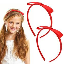 PROUSKY Red Bowknot Haarband, handgemachte weiche Tuch Red Band Stirnband, modische Knoten Haarband Zubehör für Mädchen und Frauen, ideal für Geburtstag Halloween Kostüm Party, tägliche Dekoration von PROUSKY