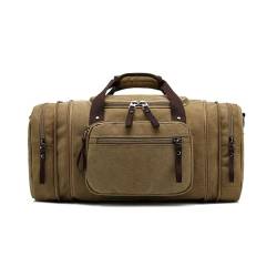 Reisetasche für Herren, Erweiterbares Khaki-36-55L, Seesack aus Segeltuch von PS Le Periple