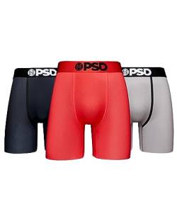 PSD Unterwäsche Herren Stretch Elastisch Breite Band Boxershorts Unterwäsche - Packung, Multi/Solid MM 3 Stück, Small von PSD