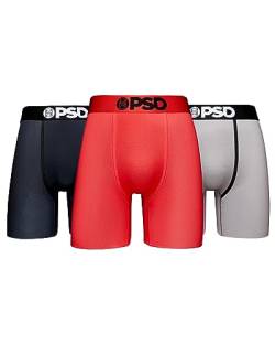 PSD Unterwäsche Herren Stretch Elastisch Breite Band Boxershorts Unterwäsche - Packung, Multi/Solids Mm 3pk, Medium von PSD