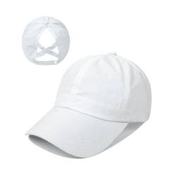 PSOWQ 1 Stück Pferdeschwanz Basecap Damen Sommer, Baseball Caps Kappen für Running Golf Camping für Damen Einstellbar mit Atmungsaktivem Mesh - Weiß von PSOWQ