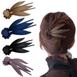 PSOWQ 4 Stück Entenschnabel Haarspangen Form Des Blattes Haarnadel Haarschmuck Damen Haarklammer Groß Schwarz Für Frauen Mädchen - 4 Farben von PSOWQ
