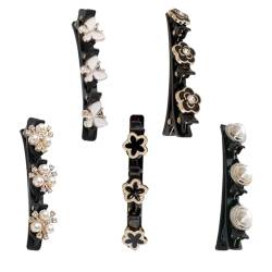 PSOWQ Haarspange Kolibri Haarspange Haarspange für Damen Frauen Mädchen Modische Doppelschicht Haarklammer Entenschnabel Haarspange(5 Stück, Strasssteine, Perlen, Schmetterlinge, Blumen) von PSOWQ