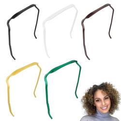 PSOWQ Sunglasses Headband Haarreif Sonnenbrille Haarreif Eckig Curly Thick Hair Large Headband Sonnenbrillen Haarreif Headband Like Sunglasses(Je eins für Schwarz, Braun, Weiß, Grün und Gelb) von PSOWQ