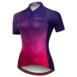 Damen Radtrikot Kurzarm Fahrradbekleidung Shirt mit 3 Taschen Reflektierende Tops S-3XL Gr. XXL, JP2005 von PSPORT