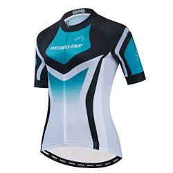 Damen Radtrikot MTB Kurzarm Bike Tops Fahrradbekleidung Shirt mit 3 Taschen Atmungsaktiv Reflektierend, Cf2347, XXL von PSPORT