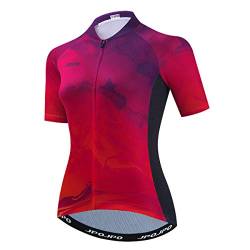 Frauen Radfahren Trikots Sommer Kurzarm Fahrrad Kleidung Atmungsaktiv MTB Shirt Mountainbike Kleidung Schnell Trocken, 23, Large von PSPORT