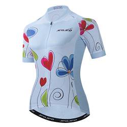 Frauen Radfahren Trikots Sommer Kurzarm Fahrrad Kleidung Atmungsaktiv MTB Shirt Mountainbike Kleidung Schnell Trocken, 35, XXL von PSPORT