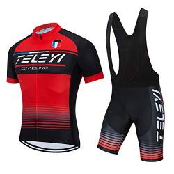 PSPORT Herren Radtrikot Set, Sommer Jungen Trägerhose Anzüge Mountainbike Radfahren Kleidung Set Radfahren Reiten Trikots Atmungsaktiv von PSPORT