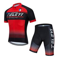 PSPORT Herren Radtrikot Set, Sommer Jungen Trägerhose Anzüge Mountainbike Radfahren Kleidung Set Radfahren Reiten Trikots Atmungsaktiv von PSPORT