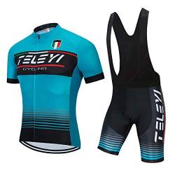 PSPORT Herren Radtrikot Set, Sommer Jungen Trägerhose Anzüge Mountainbike Radfahren Kleidung Set Radfahren Reiten Trikots Atmungsaktiv von PSPORT