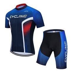 PSPORT Herren Radtrikot Set, Sommer Jungen Trägerhose Anzüge Mountainbike Radfahren Kleidung Set Radfahren Reiten Trikots Atmungsaktiv von PSPORT