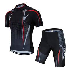 PSPORT Herren Radtrikot Set, Sommer Jungen Trägerhose Anzüge Mountainbike Radfahren Kleidung Set Radfahren Reiten Trikots Atmungsaktiv von PSPORT