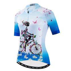 Radtrikot Damen Sommer Kurzarm Fahrrad Trikots MTB Shirt Top Fahrradbekleidung, CF2298, XXL von PSPORT