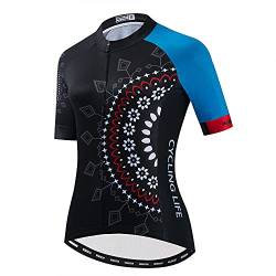 Radtrikot Damen Sommer Kurzarm Fahrrad Trikots MTB Shirt Top Fahrradbekleidung, CF2302, M von PSPORT