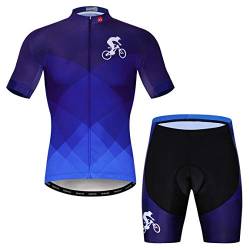 Radtrikot Set Männer Atmungsaktiv Fahrradanzug Mountainbike Kleidung MTB Jersey Schnell Trocken, 31, XL von PSPORT